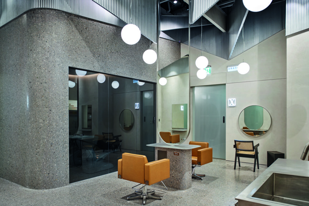 foto del Kerastrase Flux Salon di Taipei con terrazzo veneziano made in Italy Agglotech